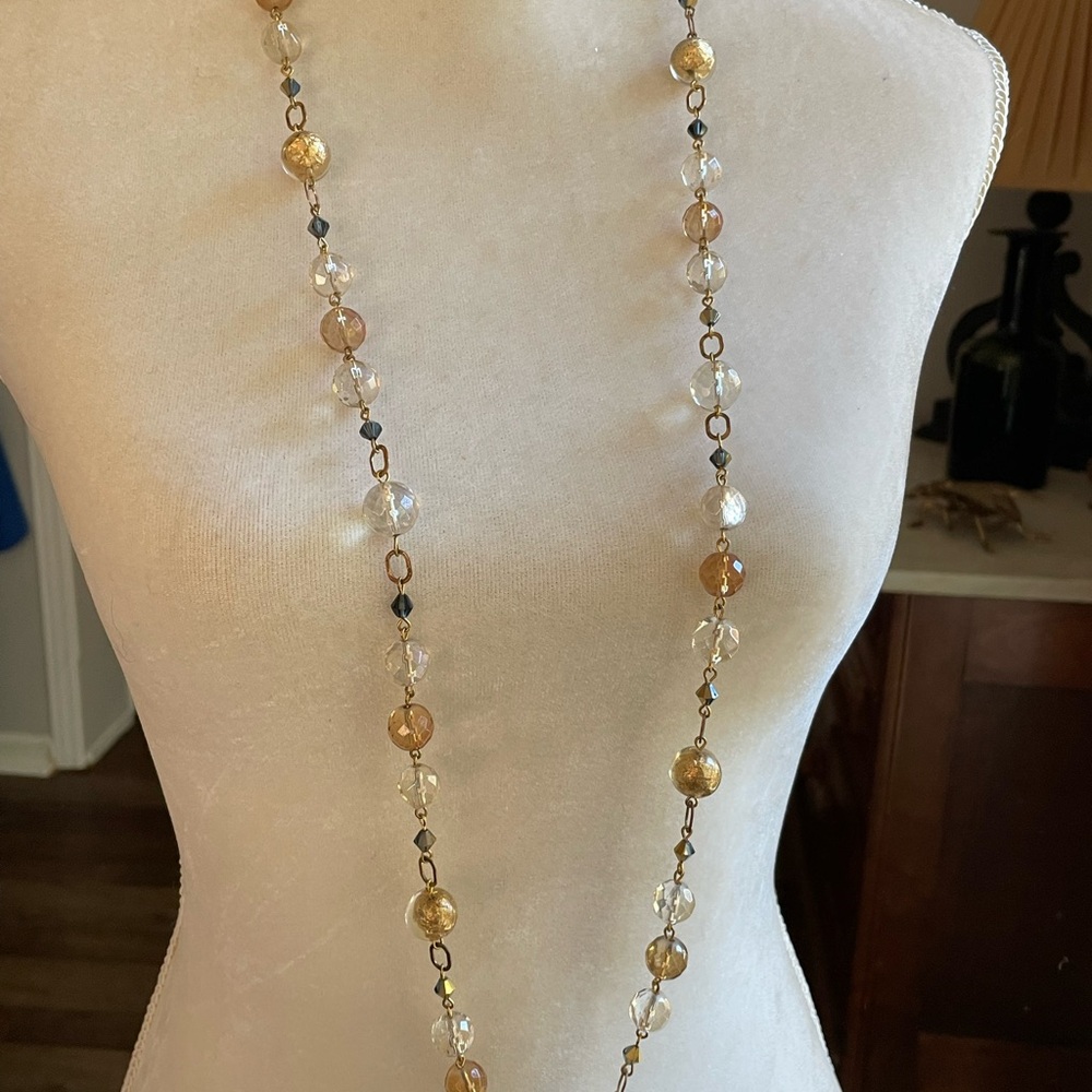 Mary Kay Gold and Clear Beaded Necklace Vintage